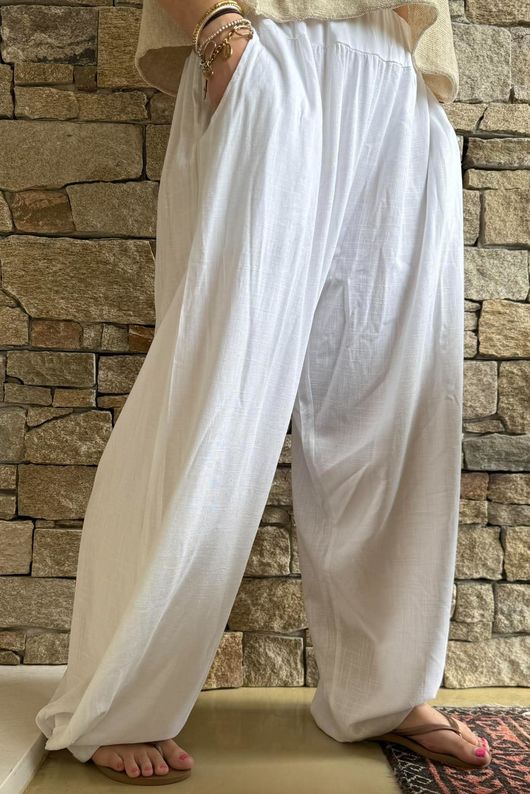 Lindin Linen Blend Dart Barrel Pant White